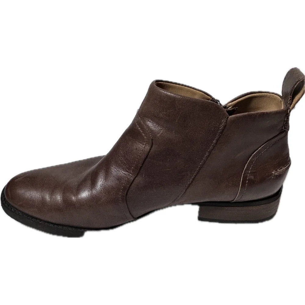 UGG Aureo 1098314 Women's 10 Brown Leather Side Zip Ankle Boots Booties